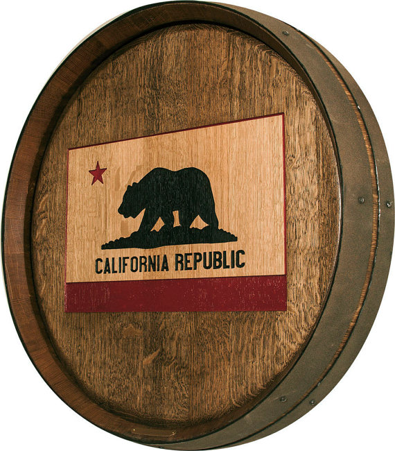 wine barrel california bear flag wall art